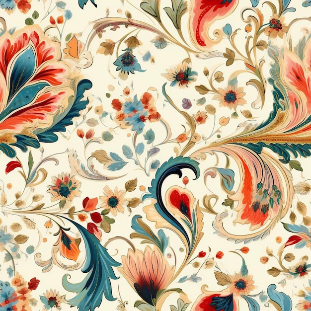 A colorful background with flowers and birds.