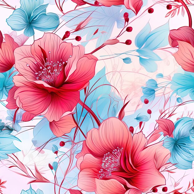 a colorful background with flowers and butterflies