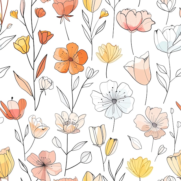 a colorful background with flowers and butterflies