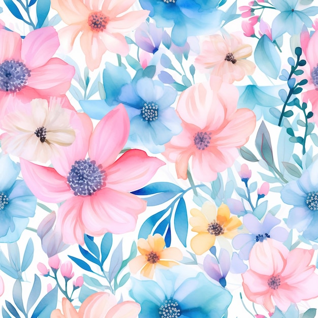 Premium AI Image | a colorful background with flowers and leaves