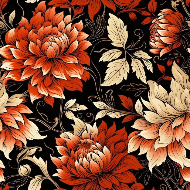 a colorful background with flowers and leaves.