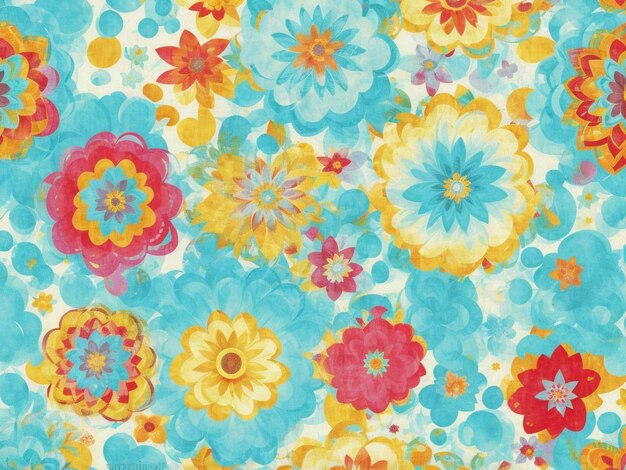 A colorful background with flowers and a pattern by person