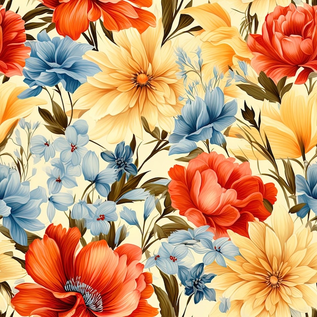 Photo a colorful background with flowers and the word spring