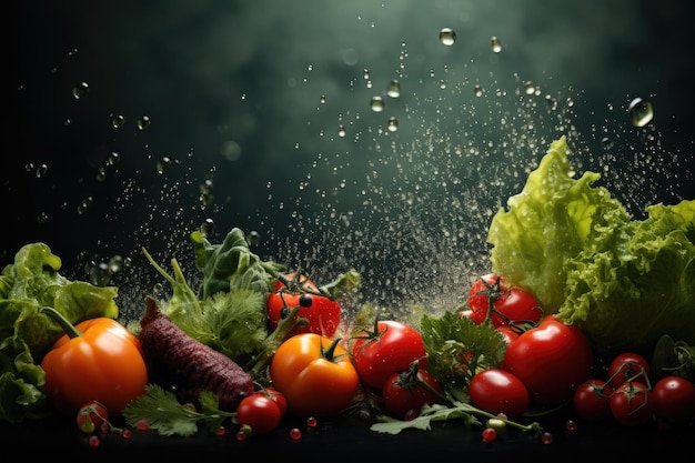 Photo colorful background with fresh healthy vegetables