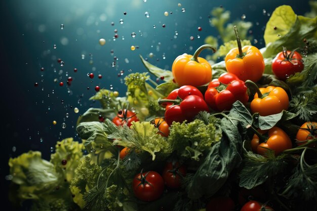 鮮やかな健康的な野菜のカラフルな背景