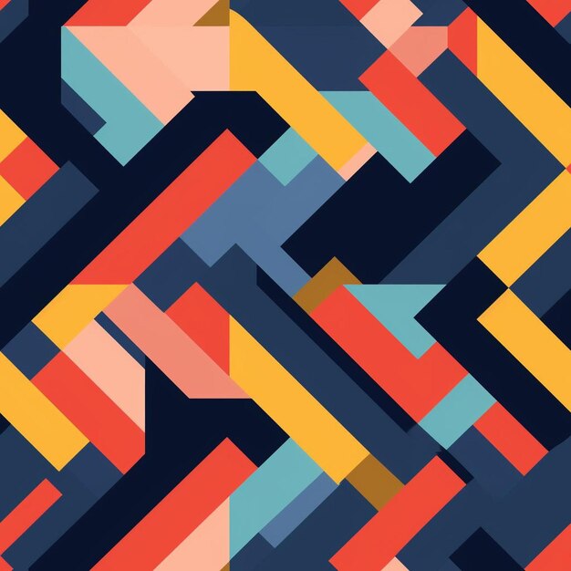 A colorful background with geometric shapes and squares.