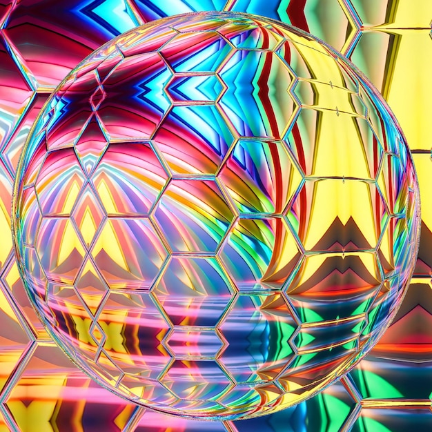 Красочный фон со стеклянным шаром и бриллиантом.