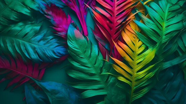 A colorful background with a green background and a colorful feather.