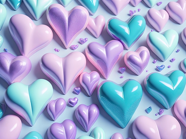 A colorful background with hearts and the word love on it