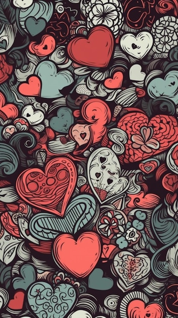 A colorful background with hearts and the words love on it