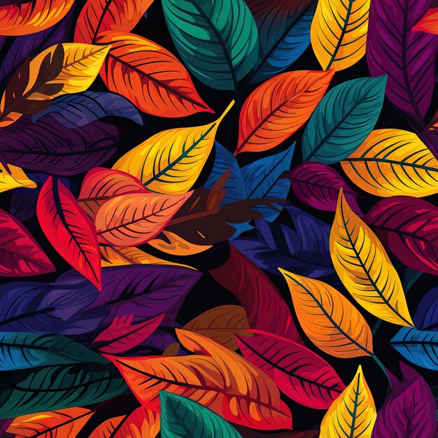 a colorful background with leaves and a colorful background