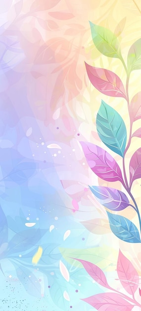 a colorful background with leaves and the word love