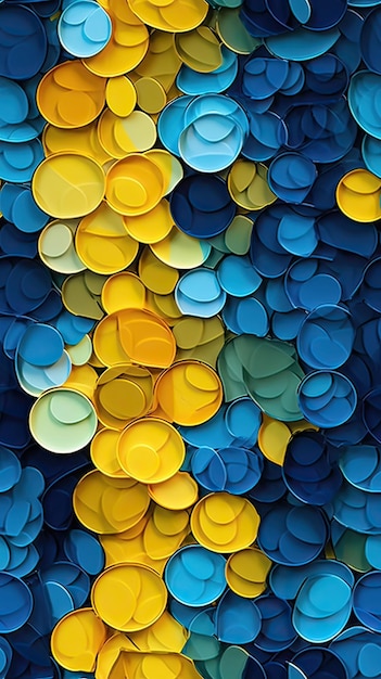 A colorful background with a lot of circles in blue and yellow.