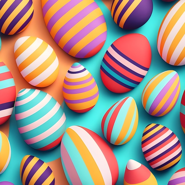 A colorful background with a lot of easter eggs on it.