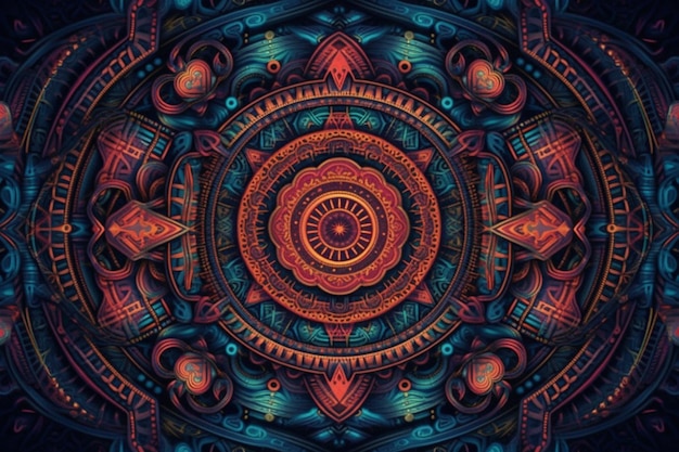 A colorful background with a mandala design.