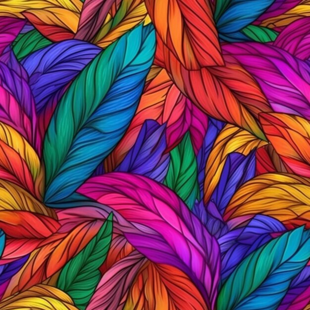 a colorful background with many different colored leaves generative ai