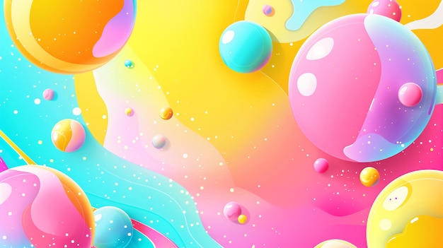 Photo a colorful background with many small colorful spheres the spheres are scattered throughout the im