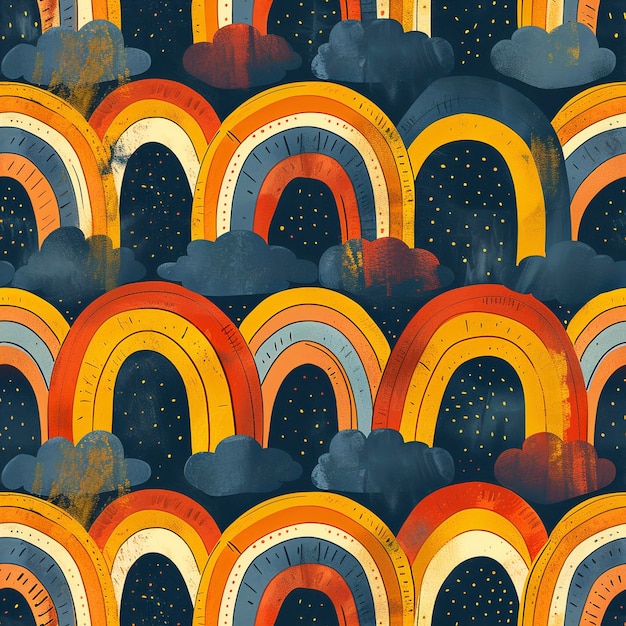 a colorful background with many umbrellas and the word rainbow