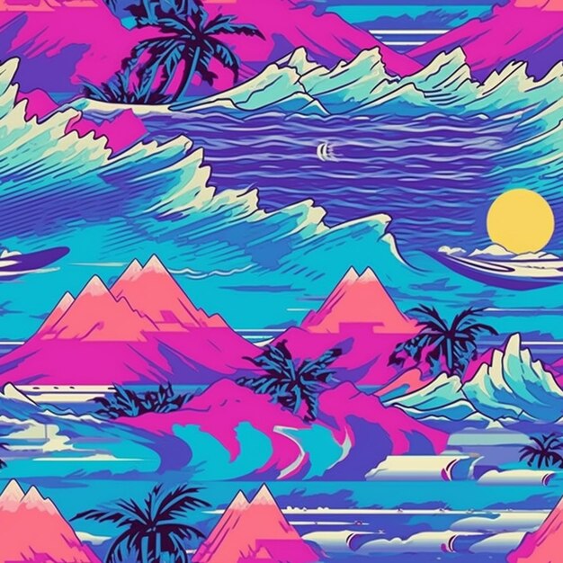 A colorful background with mountains generative ai