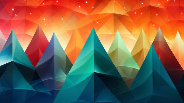 Photo a colorful background with mountains and stars