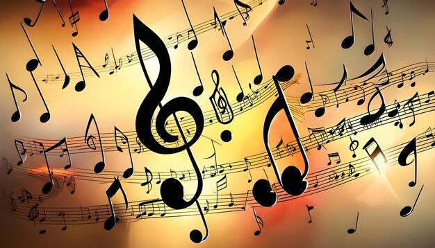 Photo a colorful background with music notes and a colorful background