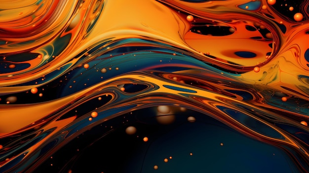 A colorful background with orange and blue liquid