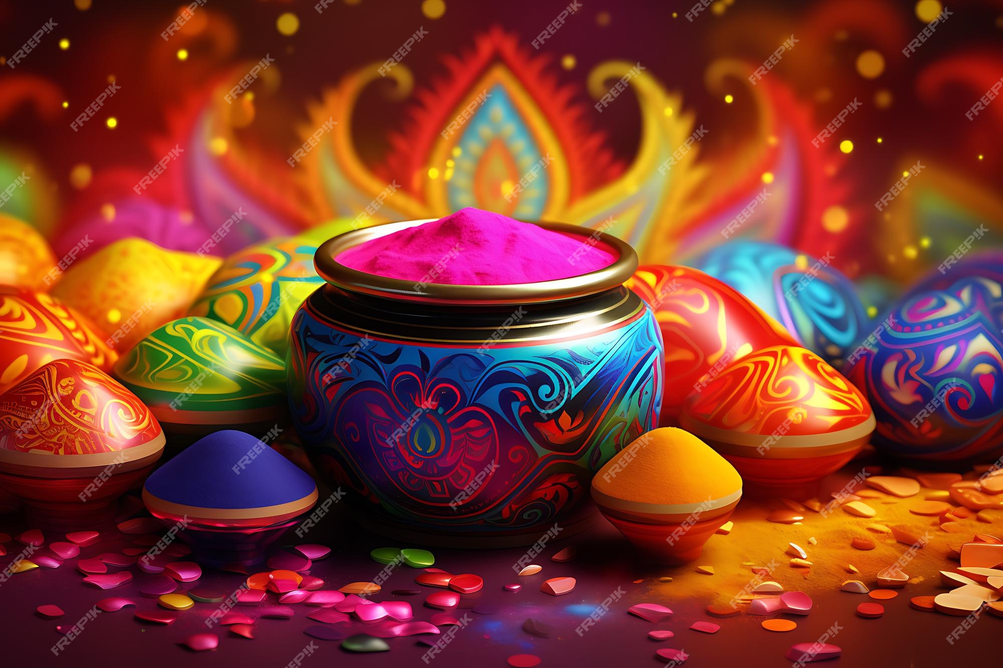 Premium Photo Colorful background with ornaments for holi