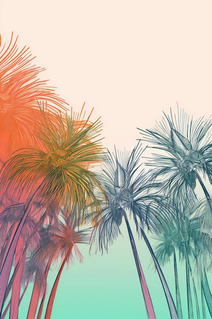 A colorful background with palm trees and the word palm on it