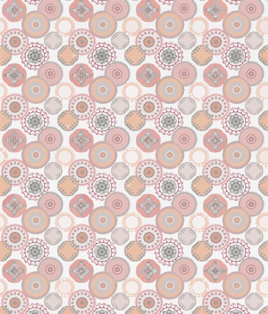 Photo a colorful background with a pattern of circles and a pink flower.