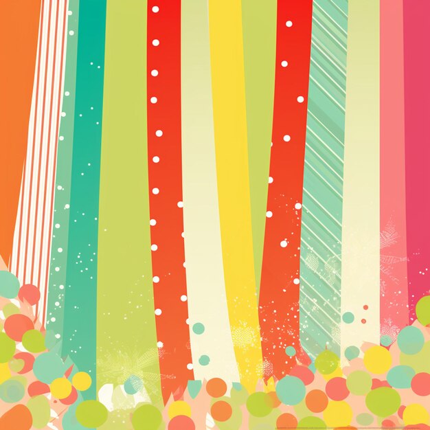 A colorful background with a pattern of circles and a tree in the middle.