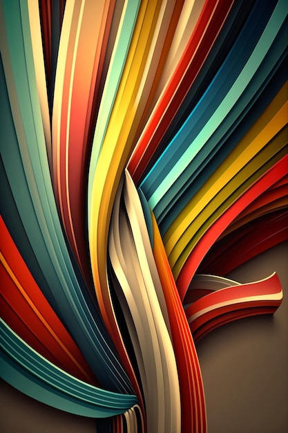 A colorful background with a pattern of colors and a ribbon.