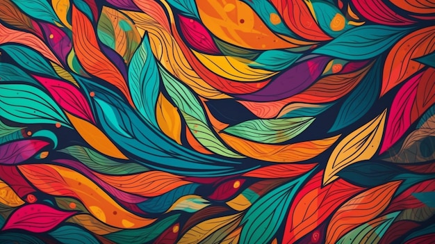 A colorful background with a pattern of feathers and the word feathers.