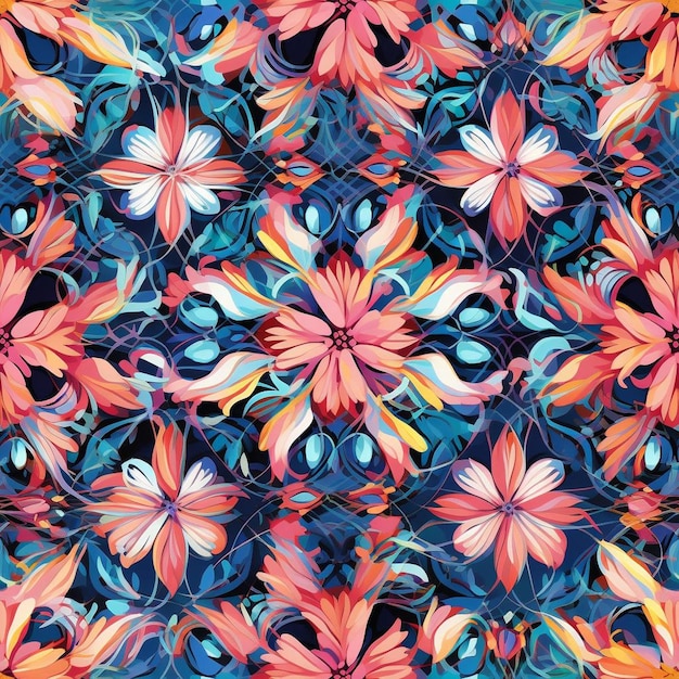 Foto uno sfondo colorato con un motivo di fiori.