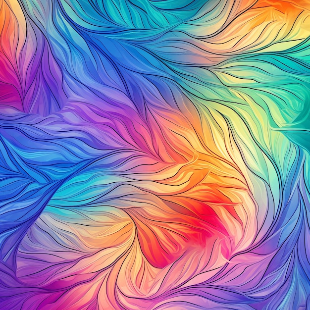 Colorful background with a pattern of leaves and flowers