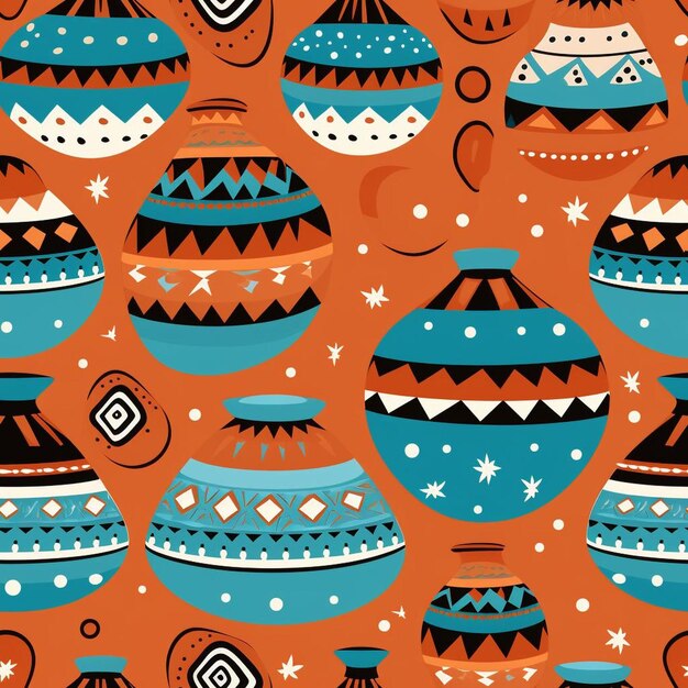 Photo a colorful background with a pattern of snowmen and a star.