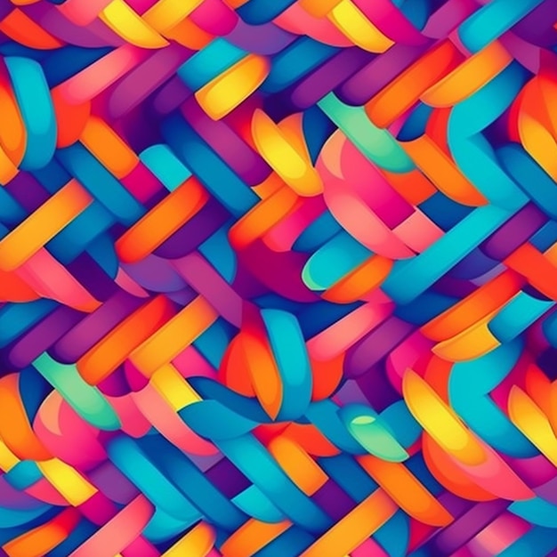 Photo colorful background with a pattern of strips of ribbon and the words 