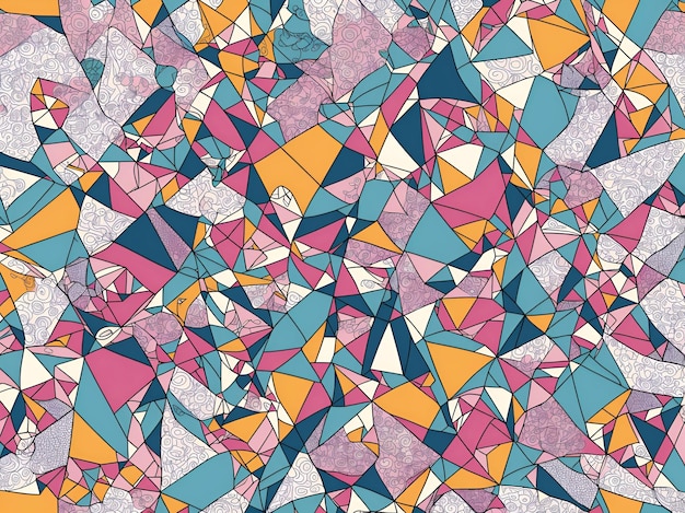 三角形のパターンとさまざまな色のカラフルな背景。