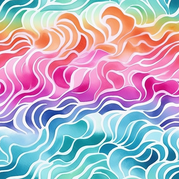 A colorful background with a pattern of waves and the word water on it.