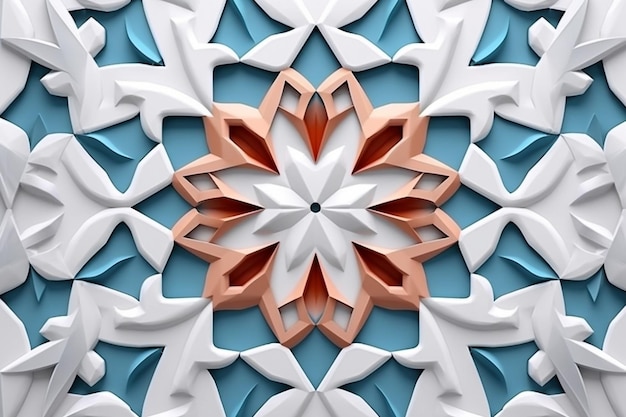 A colorful background with a pattern of white and blue colors and a flower design.