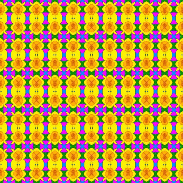 A colorful background with a pattern of yellow flowers
