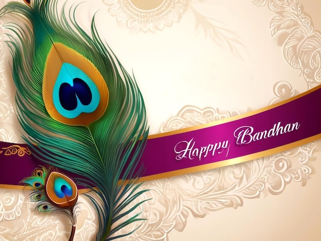 a colorful background with a peacock feather on it
