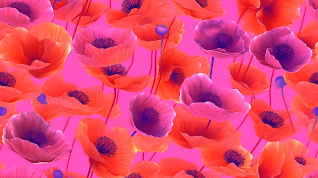 Photo a colorful background with poppies and the words 