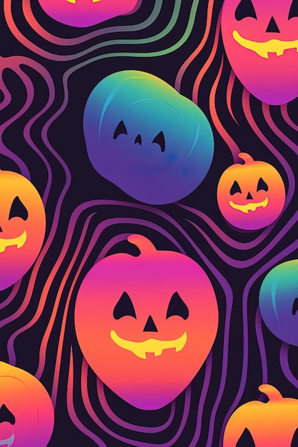 Photo a colorful background with pumpkins and the words halloween on it