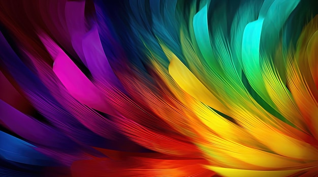 A colorful background with a rainbow colored feather.