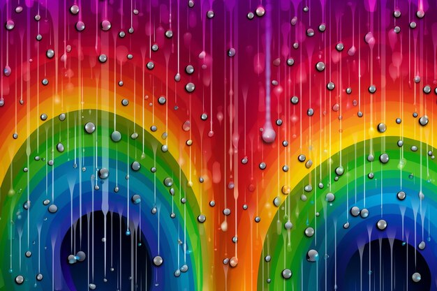 Photo colorful background with a rainbow and drops