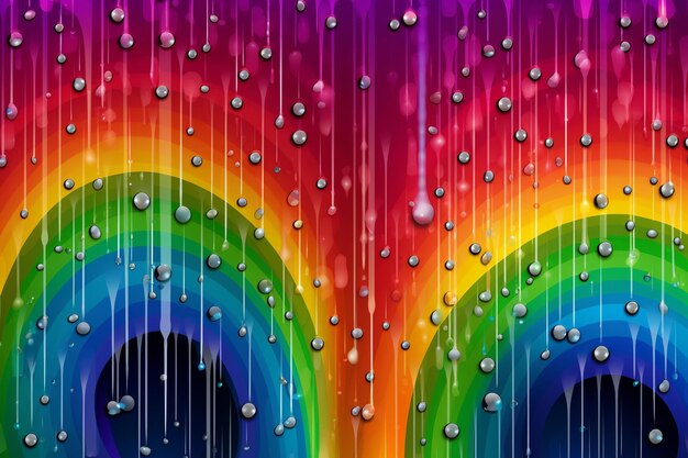 Colorful background with a rainbow and drops