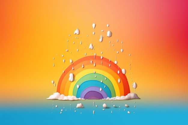 Colorful background with a rainbow and drops