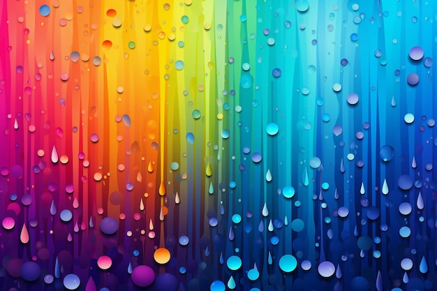 Photo colorful background with a rainbow and drops