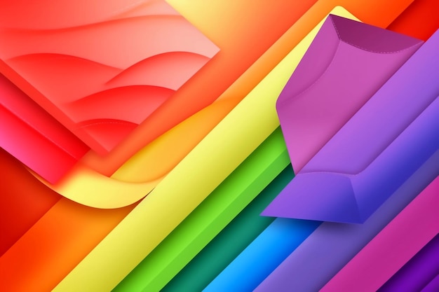 Colorful background with a rainbow and a paper that says rainbow