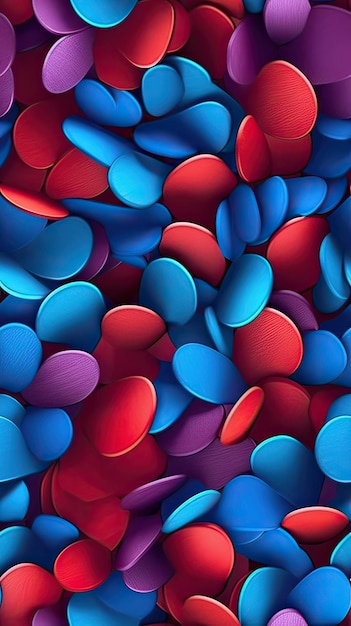 A colorful background with red and blue circles.